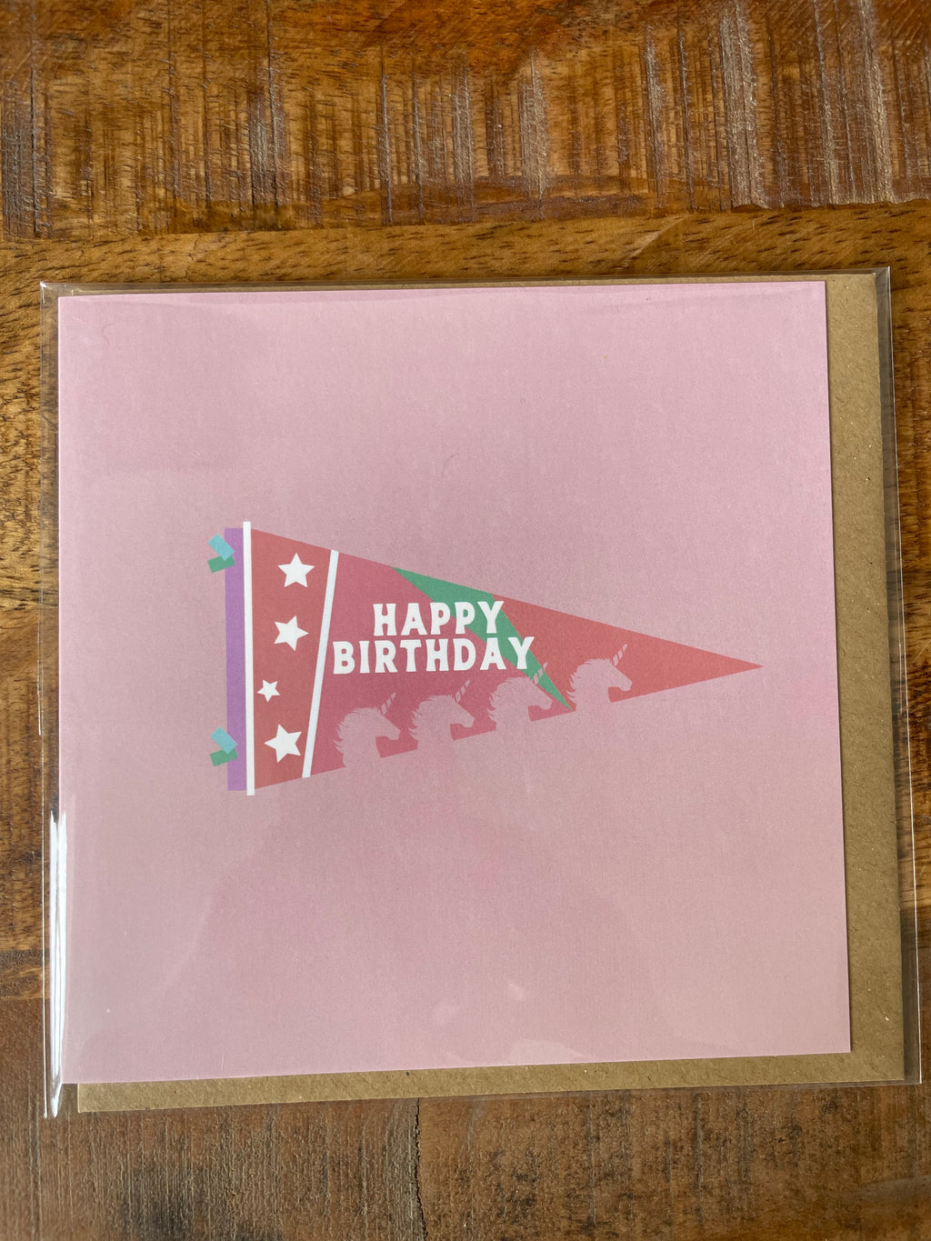 Unicorn Birthday pennant card